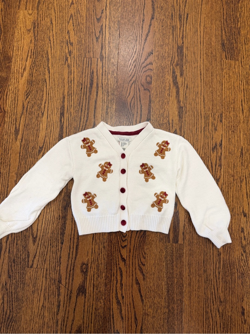 White Gingerbread Embroidered Kids Cardigan Sweater